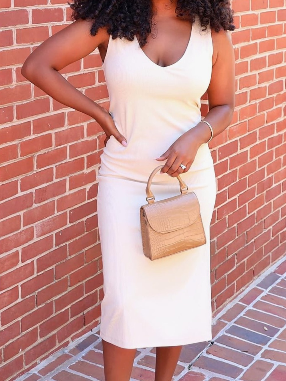 The Drop Women's Creme Brulee Knit Midi Dress Size XL
